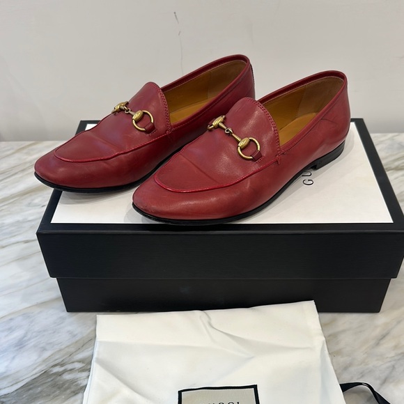 Gucci Shoes - Gucci Red and Gold Flats with Horsebit Detail